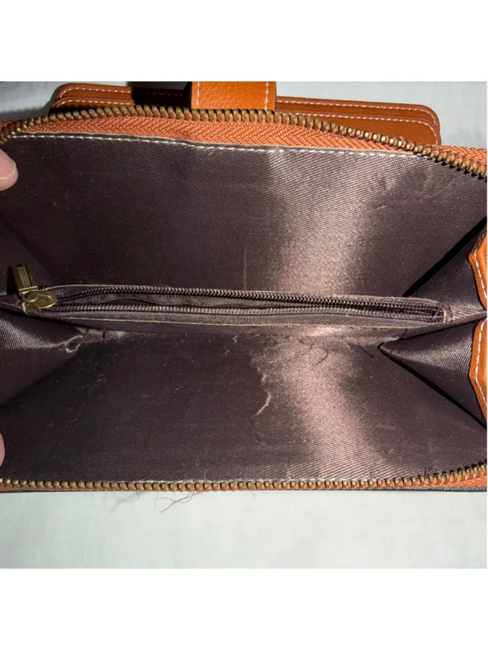 EUC Charm Infinite Vegan Leather Zip Around 2 section Fashion Wallet RFID Block